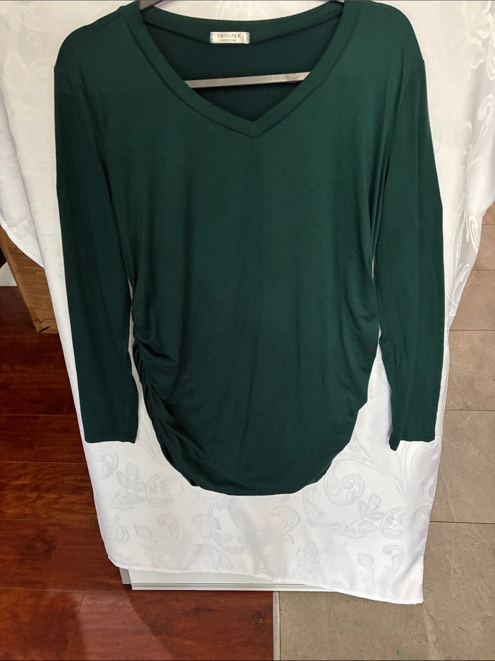 Maternity Top English Factory Forest Green V-Neck Long Sleeve Top